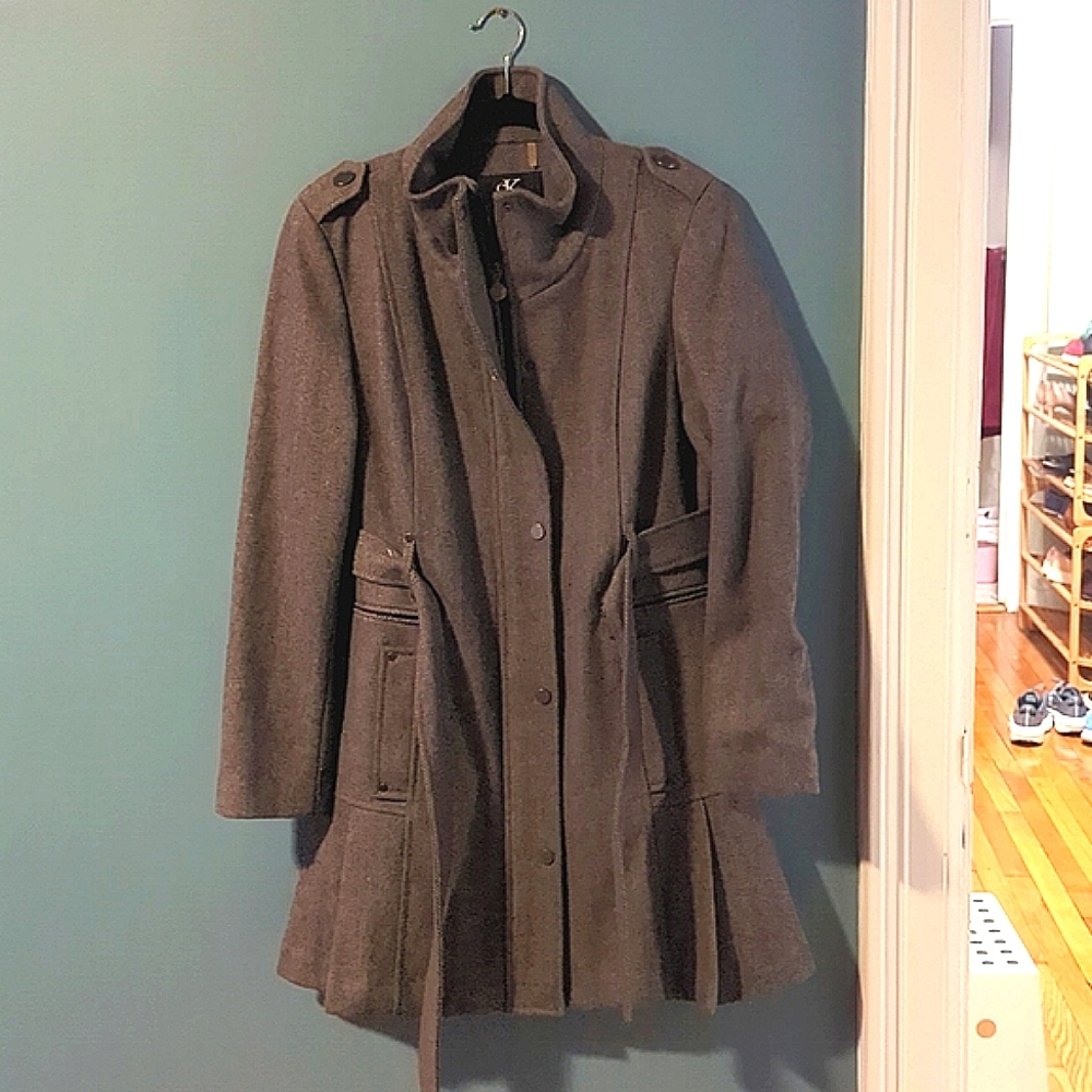 Calvin Klein Grey Wool Blend Coat